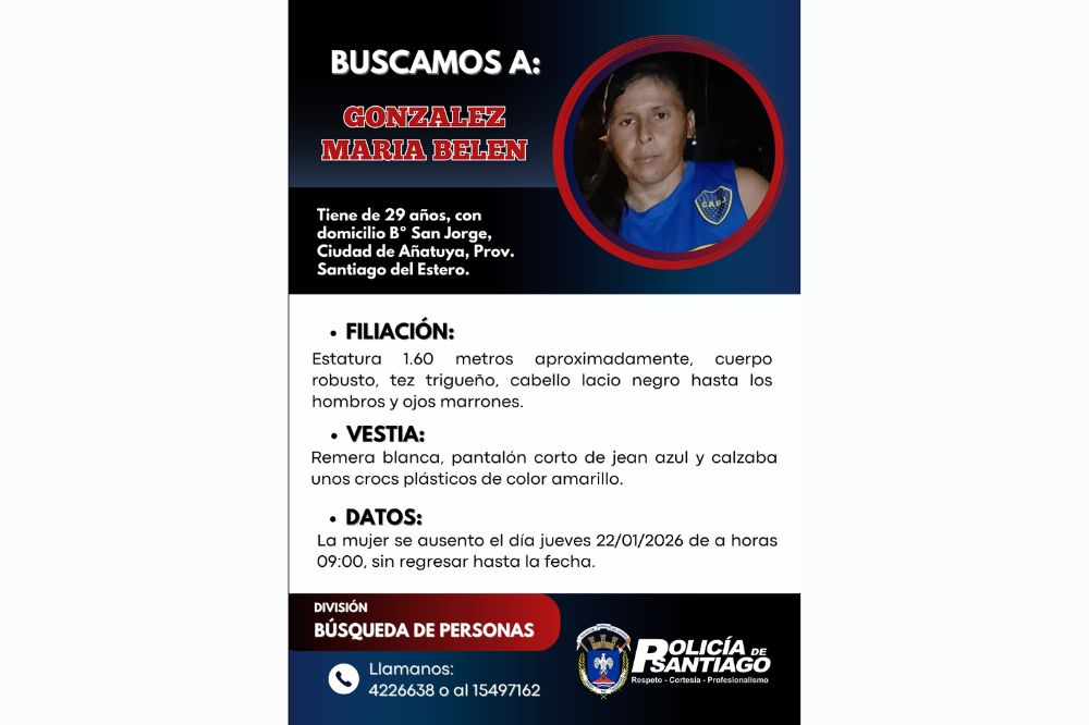 Buscan desesperadamente a María Belén: salió de su casa y no volvió