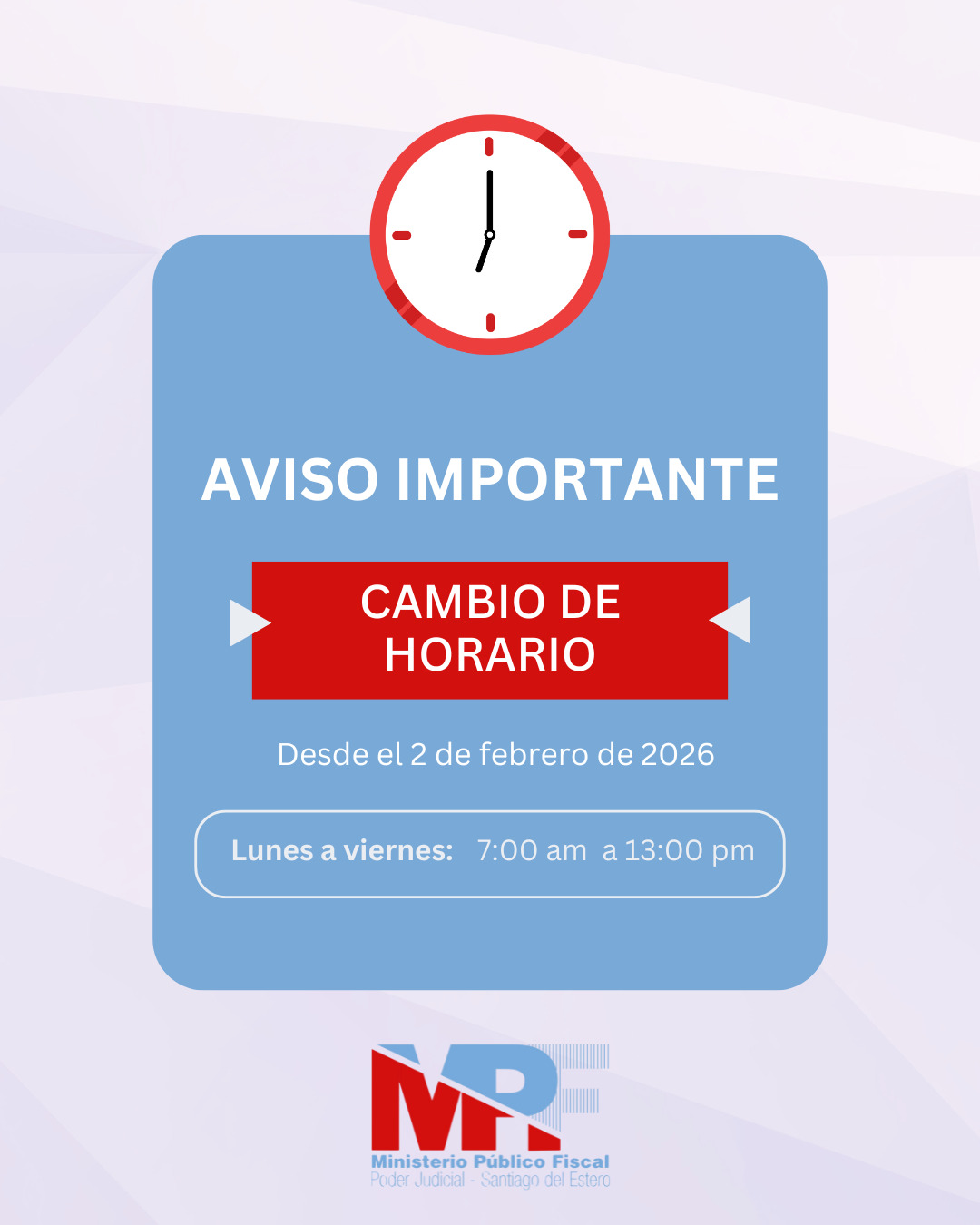 Importante: El Ministerio Público Fiscal informa modificaciones en su atención