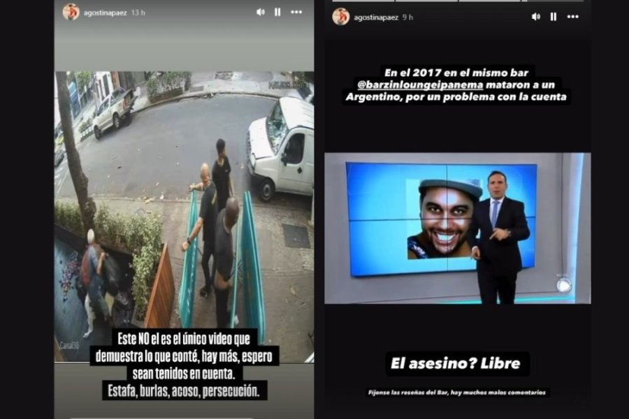 "En este mismo bar mataron a un argentino": recordó Agostina Paez en sus redes