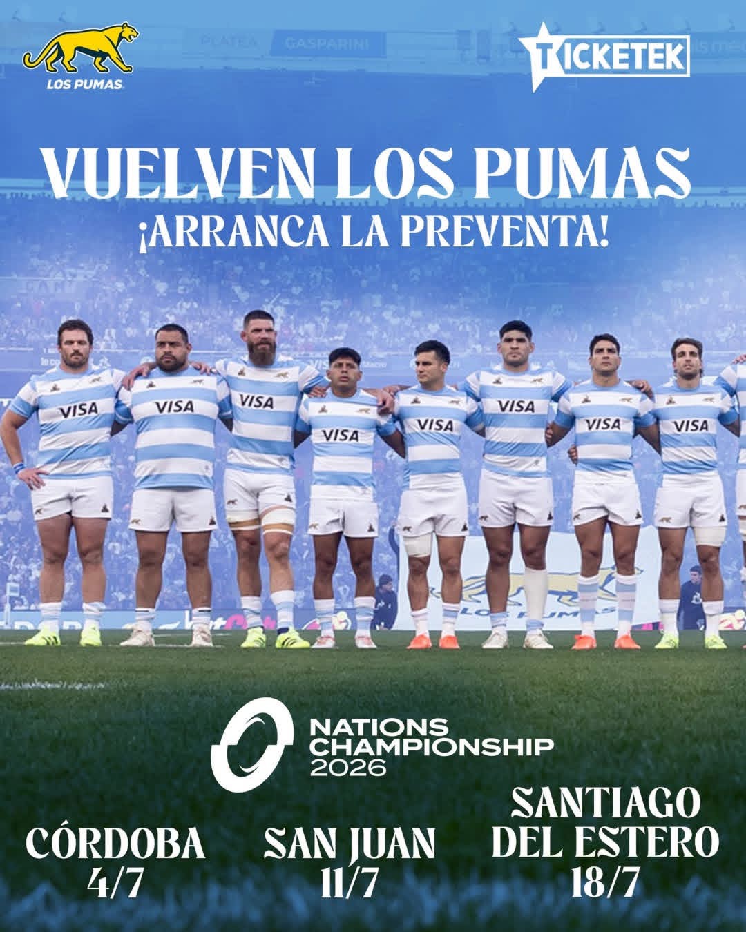 Comenzó la preventa de entradas para ver a Los Pumas en Santiago del Estero