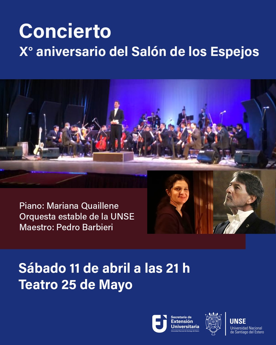 La Orquesta Estable de la UNSE celebrará el aniversario del Salón de los Espejos con un concierto íntimo