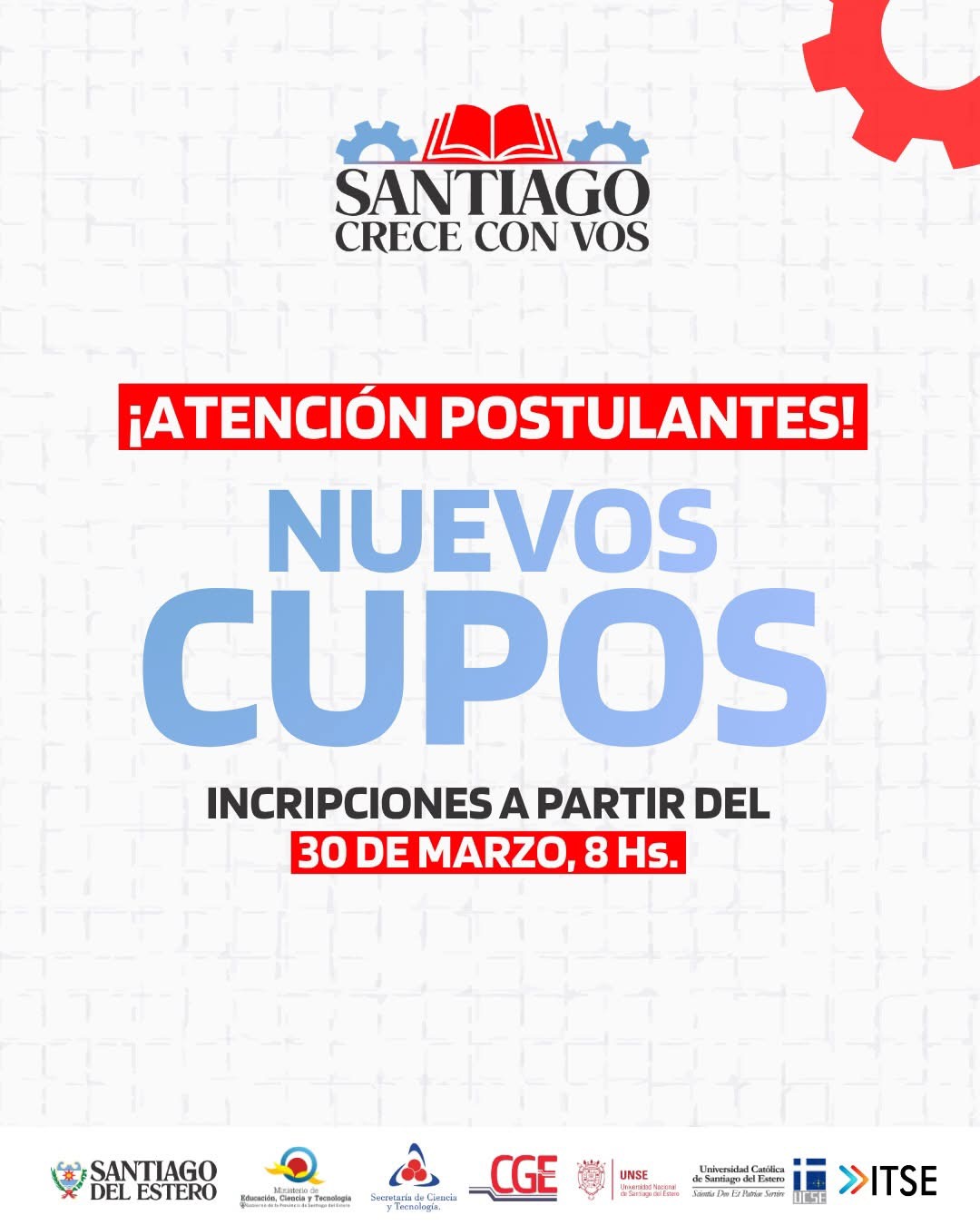 Nueva convocatoria para sumarse al programa “Santiago Crece con Vos”