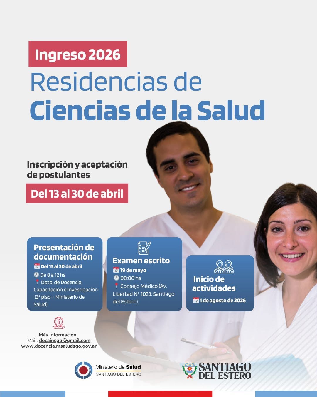 Abren las inscripciones para Residencias de Ciencias de la Salud 2026